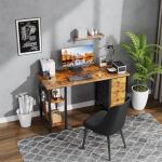 Lufeiya 47 inch Desk with 4 Drawers & Storage Shelves, Writing Work Study Computer Desk for Home Office Bedroom, Modern Simple Student PC Desks Table, Rustic Brown