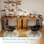 Lufeiya 47 inch Desk with 4 Drawers & Storage Shelves, Writing Work Study Computer Desk for Home Office Bedroom, Modern Simple Student PC Desks Table, Rustic Brown