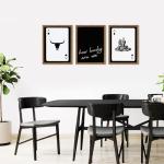 Western Wall Art Set of 3, Southwestern Cowboy Playing Card Wall Decor, Longhorn Bull Skull and How Lucky are We Poster Canvas Painting Prints for Bedroom Living Room 12x16 inch Wood Framed