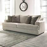 Signature Design by Ashley Soletren Contemporary Chenille Sofa with 4 Accent Pillows, Off-White