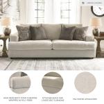 Signature Design by Ashley Soletren Contemporary Chenille Sofa with 4 Accent Pillows, Off-White