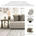 Signature Design by Ashley Soletren Contemporary Chenille Sofa with 4 Accent Pillows, Off-White