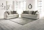 Signature Design by Ashley Soletren Contemporary Chenille Sofa with 4 Accent Pillows, Off-White