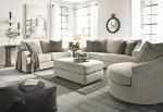 Signature Design by Ashley Soletren Contemporary Chenille Sofa with 4 Accent Pillows, Off-White