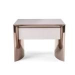 Bedroom Stainless Steel Bedside Table Light Luxury Square Bedside Table with Drawer