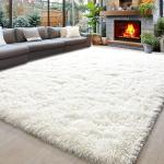 8x10 Area Rugs for Living Room, Ultra Soft Fluffy Large Shaggy Rug Carpet for Bedroom, Non-Slip Fuzzy Plush Rugs for Nursery Boys Girls Kids Room Modern Indoor Home Decor, Cream White