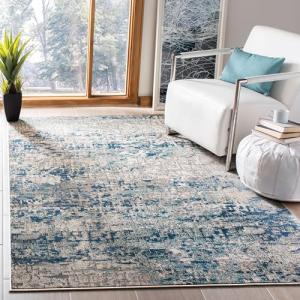 SAFAVIEH Madison Collection Area Rug - 6' x 9', Grey & Blue, Modern Abstract Design, Non-Shedding & Easy Care, Ideal for High Traffic Areas in Living Room, Bedroom (MAD460K)