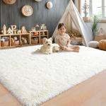8x10 Area Rugs for Living Room, Ultra Soft Fluffy Large Shaggy Rug Carpet for Bedroom, Non-Slip Fuzzy Plush Rugs for Nursery Boys Girls Kids Room Modern Indoor Home Decor, Cream White