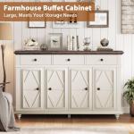 Farmhouse Buffet Cabinet with Storage, Sideboard Cabinet, Buffet Cabinet, Sideboard Buffet Cabinet with Storage, Large Wood Acce