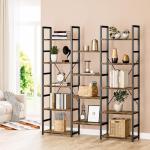 NUMENN Triple Column 5 Tier Bookshelf, Bookcase with 14 Open Display Shelves, Adjustable Rustic Industrial Style Book Shelves, Modern Bookshelves for Bedroom, Living Room and Home Office, Vintage