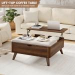 VOPEAK Storage Ottoman Coffee Table with Lift Top, Modern Square Coffee Table with Hidden Storage, Cotton and Linen Fabric Upholstered Ottomans, Cocktail Footrest Ottoman for Living Room, Walnut Brown