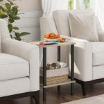TUTOTAK End Table, Set of 2, Side Table, Nightstand, 2-Tier Storage Shelf, Sofa Table for Small Space, Living Room, Bed Room TB01BG035