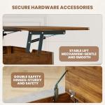 VOPEAK Storage Ottoman Coffee Table with Lift Top, Modern Square Coffee Table with Hidden Storage, Cotton and Linen Fabric Upholstered Ottomans, Cocktail Footrest Ottoman for Living Room, Walnut Brown