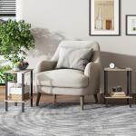 TUTOTAK End Table, Set of 2, Side Table, Nightstand, 2-Tier Storage Shelf, Sofa Table for Small Space, Living Room, Bed Room TB01BG035