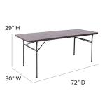 Flash Furniture Elijah 6-Foot Bi-Fold Brown Wood Grain Plastic Folding Table with Carrying Handle
