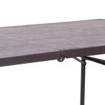 Flash Furniture Elijah 6-Foot Bi-Fold Brown Wood Grain Plastic Folding Table with Carrying Handle