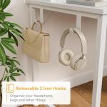 White Computer Desk with Hutch & Drawers - Office Desk with 3 Storage Drawers and Power Outlets, 47 Inch Modern Study Writing Desk for Bedroom Home Office