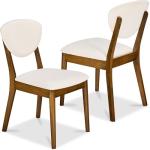 Best Choice Products Dining Chairs Set of 2, Mid-Century Modern Upholstered Wood, Armless w/Seat Cushion, Padded Backrest - Walnut/Cream