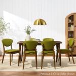 Best Choice Products Dining Chairs Set of 2, Mid-Century Modern Upholstered Wood, Armless w/Seat Cushion, Padded Backrest - Walnut/Cream