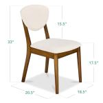 Best Choice Products Dining Chairs Set of 2, Mid-Century Modern Upholstered Wood, Armless w/Seat Cushion, Padded Backrest - Walnut/Cream