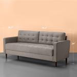ZINUS Benton Sofa Couch, Grid Tufted Cushions, Easy, Tool-Free Assembly, Stone Grey