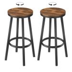 MAHANCRIS Bar Stools, Set of 2 Swivel Bar Stools, Round Bar Chairs with Footrest, 26.4" Swivel Counter Stools, Industrial Kitchen Breakfast Bar Chairs, Rustic Brown BAHR1301