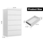 Jocoevol White 5 Drawer Dresser for Bedroom, 15" D x 23.7" W x 40.4" H in Simply Modern Chest of Drawers, Wood Storage Dresser with Deep Drawers for Living Room Hallway Entryway, White