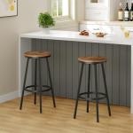 MAHANCRIS Bar Stools, Set of 2 Swivel Bar Stools, Round Bar Chairs with Footrest, 26.4" Swivel Counter Stools, Industrial Kitchen Breakfast Bar Chairs, Rustic Brown BAHR1301