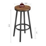 MAHANCRIS Bar Stools, Set of 2 Swivel Bar Stools, Round Bar Chairs with Footrest, 26.4" Swivel Counter Stools, Industrial Kitchen Breakfast Bar Chairs, Rustic Brown BAHR1301