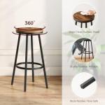 MAHANCRIS Bar Stools, Set of 2 Swivel Bar Stools, Round Bar Chairs with Footrest, 26.4" Swivel Counter Stools, Industrial Kitchen Breakfast Bar Chairs, Rustic Brown BAHR1301