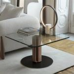 Modern retro wabi-sabi creative square glass coffee table, Italian minimalism, coffee table