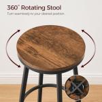 MAHANCRIS Bar Stools, Set of 2 Swivel Bar Stools, Round Bar Chairs with Footrest, 26.4" Swivel Counter Stools, Industrial Kitchen Breakfast Bar Chairs, Rustic Brown BAHR1301