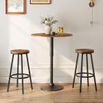MAHANCRIS Bar Stools, Set of 2 Swivel Bar Stools, Round Bar Chairs with Footrest, 26.4" Swivel Counter Stools, Industrial Kitchen Breakfast Bar Chairs, Rustic Brown BAHR1301
