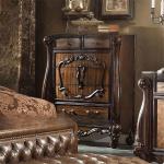 Antique luxury black wooden bedside table with drawers, bedroom bedside table