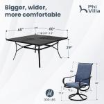 9 Piece Outdoor Patio Dining Set, Large Square Metal Dining Table and 8 Outdoor Swivel Dining Chairs, Patio Table