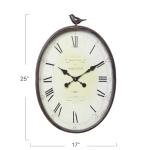 Creative Co-Op Oval Metal Wall Clock with Bird