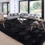 Merelax Soft Modern Indoor Large Shaggy Rug for Livingroom Bedroom Dorm Kids Room Home Decor, Non-Slip Plush Fluffy Furry Fur Area Rugs Comfy Nursery Accent Floor Carpet 9x12 Feet, Black