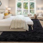 Merelax Soft Modern Indoor Large Shaggy Rug for Livingroom Bedroom Dorm Kids Room Home Decor, Non-Slip Plush Fluffy Furry Fur Area Rugs Comfy Nursery Accent Floor Carpet 9x12 Feet, Black