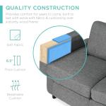 Gray Linen L-Shape Sectional Sofa with Ottoman