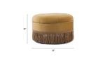 Jennifer Taylor Home Yolanda Upholstered Round Accent Ottoman, Gold Yellow Velvet with Gold Trim