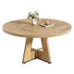 LITTLE TREE Round Dining Table for 4-6 People, 47 Inches Dining Room Table with Wooden Pedestal Base, Circle Kitchen Tables for Dining Room, Kitchen, Living Room, Oak