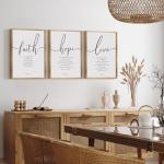 Houmury Set of 3 Framed Farmhouse Bible Verses Wall Decor Sign 11”x14” Christian Faith Scripture Wall Art for Home Living Room Bedroom Wall Decor (11"x14" Brown)