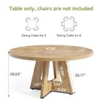 LITTLE TREE Round Dining Table for 4-6 People, 47 Inches Dining Room Table with Wooden Pedestal Base, Circle Kitchen Tables for Dining Room, Kitchen, Living Room, Oak
