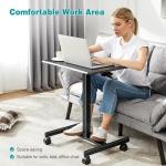 DUMOS Small Standing Desk Mobile Portable Rolling Laptop PC Table on Wheels Adjustable Height Computer Workstation for Home Office, 19 Inch, Black