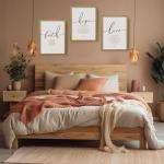 Houmury Set of 3 Framed Farmhouse Bible Verses Wall Decor Sign 11”x14” Christian Faith Scripture Wall Art for Home Living Room Bedroom Wall Decor (11"x14" Brown)