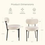 DUMOS Dining Chairs Set of 4, Mid Century Modern Chair Round Upholstered Curved Backrest, Kitchen Vanity Living Room Chairs with Black Metal Legs，Light Beige