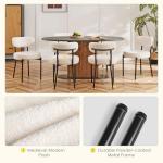 DUMOS Dining Chairs Set of 4, Mid Century Modern Chair Round Upholstered Curved Backrest, Kitchen Vanity Living Room Chairs with Black Metal Legs，Light Beige