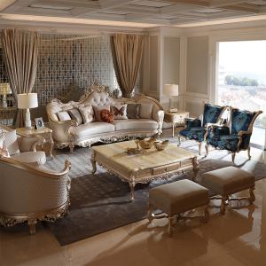 Leather Living Room Sofas Luxury European Beige Wooden Curved Modern Couch Double Lounge Designer Canape Salon Furniture