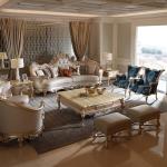 Leather Living Room Sofas Luxury European Beige Wooden Curved Modern Couch Double Lounge Designer Canape Salon Furniture