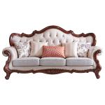 Customizable American living room solid wood leather sofa fabric cushion modern simplicity